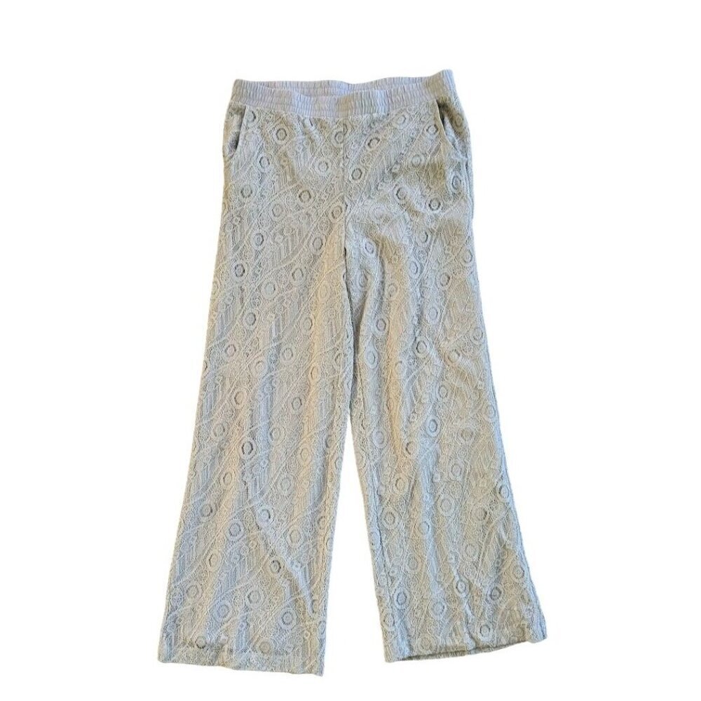 Chico's Pants Womens Lace Pant 1 Medium Beige Beachy Lined Wide Leg